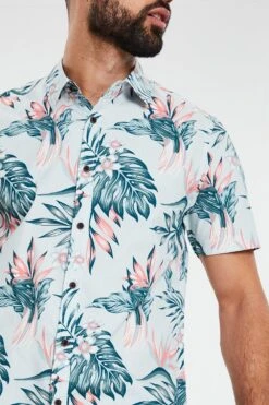 Threadbare 'Paradise' Short Sleeve Tropical Print Cotton Shirt 9 Threadbare 'Paradise' Short Sleeve Tropical Print Cotton Shirt -Joe Browns Store m7625914231949 blue xl 3
