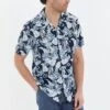 Threadbare 'Romeo' Short Sleeve Tropical Print Revere Collar Cotton Shirt 2 Threadbare 'Romeo' Short Sleeve Tropical Print Revere Collar Cotton Shirt -Joe Browns Store m7625914231994 blue xl