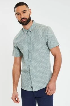 Threadbare 'Pine' Short Sleeve Pineapple Print Cotton Shirt