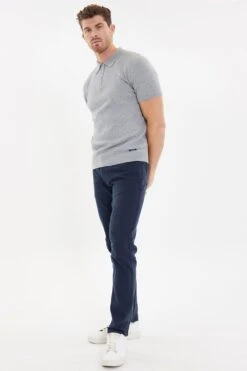 Threadbare 'Hartington' Cotton Rich 1/4 Zip Textured Knitted Polo -Joe Browns Store m7625914234186 grey xl 2