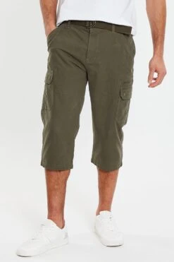Threadbare 'Panel' 3/4 Length Belted Cargo Trousers