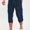 Threadbare 'Timberlake' 3/4 Length Linen Blend Pull On Cargo Trousers -Joe Browns Store m7625914235695 navy xl