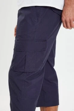 Threadbare 'Bruce' 3/4 Length Cotton Pull On Cargo Trousers -Joe Browns Store m7625914235954 navy xl 3
