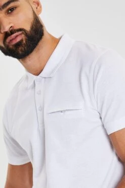 Threadbare 'Maxton' Textured Jersey Polo Shirt -Joe Browns Store m7625914236524 white xl 3