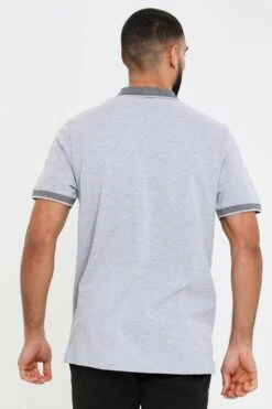 Threadbare 'Mansfield' Checked Collar Pique Polo Shirt -Joe Browns Store m7625914236562 grey xl 1