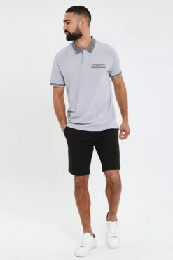 Threadbare 'Mansfield' Checked Collar Pique Polo Shirt -Joe Browns Store m7625914236562 grey xl 2