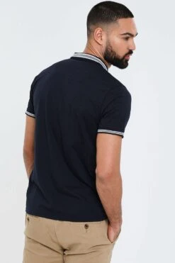 Threadbare 'Norwalk' Contrast Collar Pique Polo Shirt -Joe Browns Store m7625914236630 navy xl 1