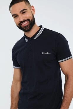 Threadbare 'Norwalk' Contrast Collar Pique Polo Shirt -Joe Browns Store m7625914236630 navy xl 3