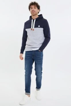 Threadbare 'Marcella' Cotton Blend Colourblock Hoodie -Joe Browns Store m7625914237415 navy xl 2