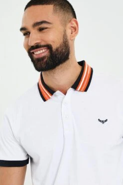 Threadbare 'Covina' Contrast Detail Jersey Polo Shirt -Joe Browns Store m7625914237736 white xl 3