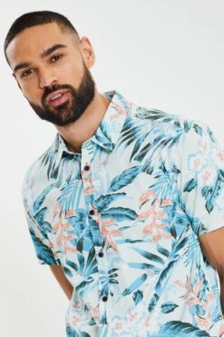 Threadbare 'Tropical' Cotton Short Sleeve Hawaiian Style Shirt -Joe Browns Store m7625914238276 mint xl 3