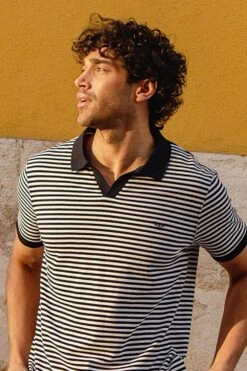 Threadbare 'Domino' Revere Collar Striped Pique Polo 9 Threadbare 'Domino' Revere Collar Striped Pique Polo -Joe Browns Store m7625914238634 navy xl 3