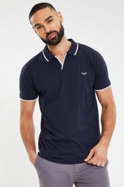 Threadbare Mabel' Revere Collar Jersey Polo Shirt
