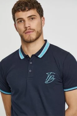 Threadbare 'Stone' Contrast Detail Jersey Polo Shirt -Joe Browns Store m7625914238825 navy xl 3