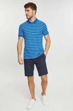 Threadbare 'Cliff' Zip Collar Striped Pique Polo Shirt -Joe Browns Store m7625914239150 bright20blue xl 2