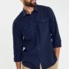 Threadbare 'Collins' Linen Blend Long Sleeve Shirt With Chest Pockets