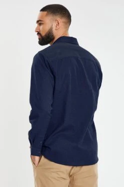 Threadbare 'Collins' Linen Blend Long Sleeve Shirt With Chest Pockets -Joe Browns Store m7625914240309 navy xl 1