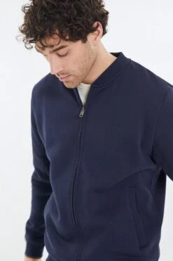 Threadbare 'Jeter' Fleece Zip Through Varsity Bomber Jacket -Joe Browns Store m7625914240859 navy xl 3