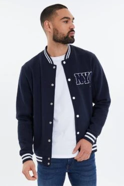 Threadbare 'Walter' Button Through Baseball Jacket