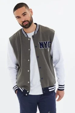 Threadbare Bryce' Button Through Baseball Jacket