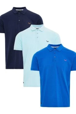 Threadbare 3 Pack 'Dami' Pique Polo Shirts