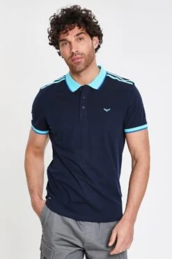 Threadbare 'Junta' Contrast Detail Cotton Jersey Polo Shirt