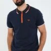 Threadbare 'Cruz' Cotton Jersey Contrast Detail Zip Collar Polo Shirt