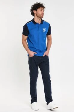 Threadbare 'Gilberto' Contrast Detail Cotton Jersey Polo Shirt -Joe Browns Store m7625914250292 royal xl 2