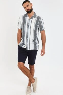 Threadbare 'Indigo' Luxe Linen Bland Revere Collar Short Sleeve Shirt 8 Threadbare 'Indigo' Luxe Linen Bland Revere Collar Short Sleeve Shirt -Joe Browns Store m7625914267276 blue xl 2