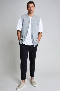 Threadbare 'Mason' Luxe Cotton Zip Up Knitted Gilet -Joe Browns Store m7625914270740 light20grey xl 2