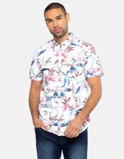 Threadbare Print Short Sleeve Cotton 'Malvasia' Shirt