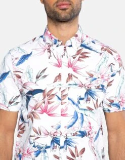 Threadbare Print Short Sleeve Cotton 'Malvasia' Shirt -Joe Browns Store m7625914785282 white xl 3