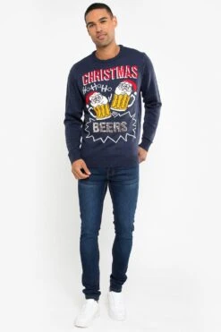 Threadbare 'Salute' Crew Neck Festive Jumper -Joe Browns Store m7625914842084 navy xl 2