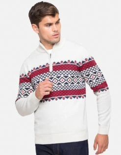 Threadbare 'Ballumbie' Zip Neck Festive Jumper