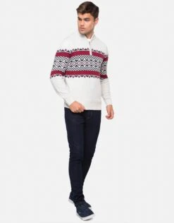 Threadbare 'Ballumbie' Zip Neck Festive Jumper 8 Threadbare 'Ballumbie' Zip Neck Festive Jumper -Joe Browns Store m7625914842312 grey xl 2