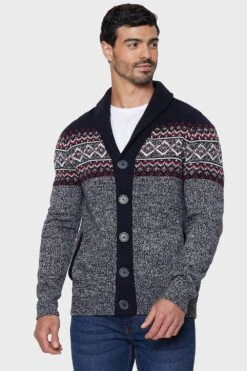 Threadbare 'Dean' Fairisle Shawl Collar Cardigan