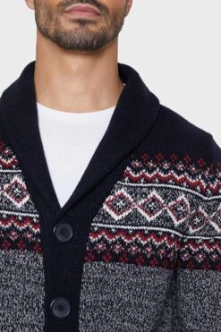 Threadbare 'Dean' Fairisle Shawl Collar Cardigan -Joe Browns Store m7625914984241 navy xl 3