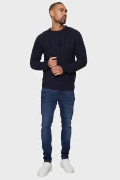 Threadbare 'Ely' Cable Knit Crew Neck Jumper -Joe Browns Store m7625914992413 navy xl 2
