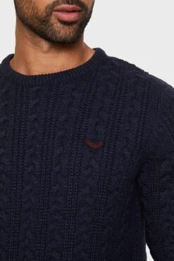 Threadbare 'Ely' Cable Knit Crew Neck Jumper -Joe Browns Store m7625914992413 navy xl 3