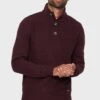 Threadbare 'Maxwell' Button Up Funnel Neck Jumper -Joe Browns Store m7625914992741 burgundy xl