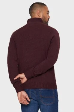 Threadbare 'Maxwell' Button Up Funnel Neck Jumper -Joe Browns Store m7625914992741 burgundy xl 1
