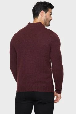 Threadbare 'Kelley' Button Neck Jumper -Joe Browns Store m7625914992895 burgundy xl 1