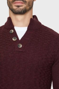 Threadbare 'Kelley' Button Neck Jumper -Joe Browns Store m7625914992895 burgundy xl 3