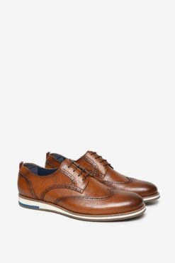 'Hanson' Premium Leather Brogue Sneaker -Joe Browns Store m7625936188276 brown xl 2