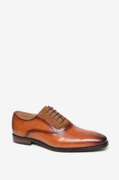 'Elms' Premium Leather & Suede Oxford Shoes -Joe Browns Store m7625940005514 tan xl 2