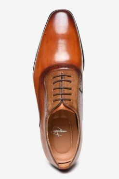 'Elms' Premium Leather & Suede Oxford Shoes -Joe Browns Store m7625940005514 tan xl 3