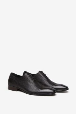 'Mendelssohn' Black Premium Leather Oxford Shoes